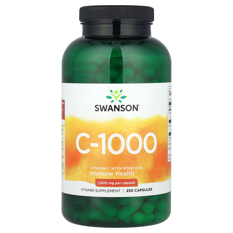 

Swanson, C-1000, витамин C с шиповником, 1000 мг, 250 капсул