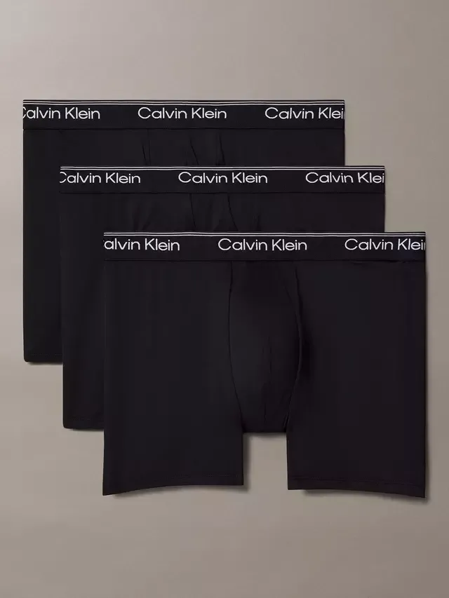Трусы-боксеры Micro Stretch, комплект из 3 штук, черные Calvin Klein