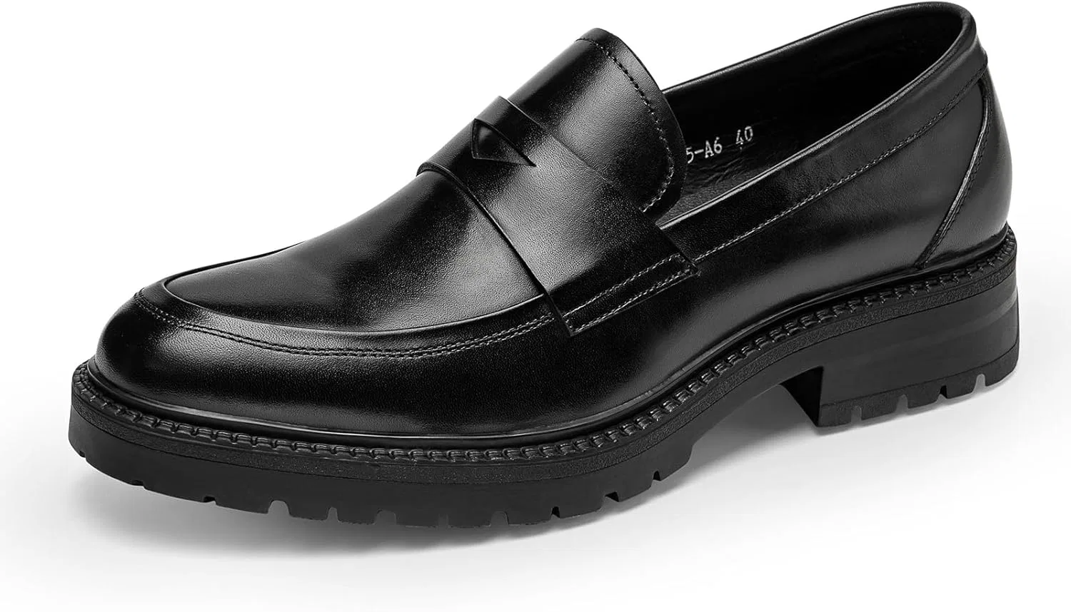 Лоферы из натуральной кожи, на толстой подошве, Black FIAVOM