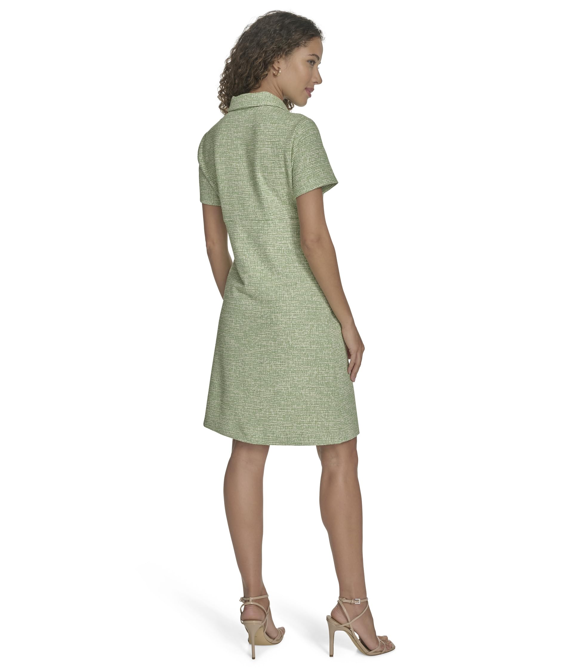Платье Calvin Klein Tweed Short Sleeve Collared Dress, Leaf White — фото 2