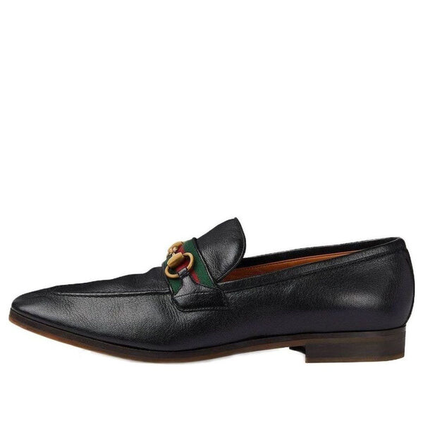 

Кроссовки leather grosgrain trim dress loafers 'black red' Gucci, черный