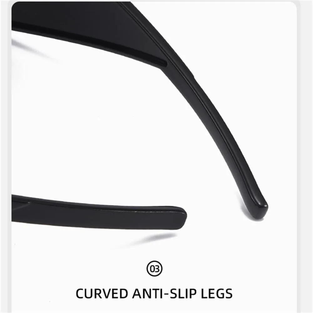 

Большие панк-солнцезащитные очки в форме щита для женщин, крупная оправа, «кошачий глаз», солнцезащитные очки для женщин, защита от ультрафиолета UV400 HDUBFY, 3