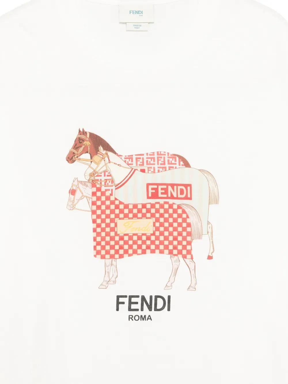 Футболка с принтом лошади Fendi Kids, белый — фото 3