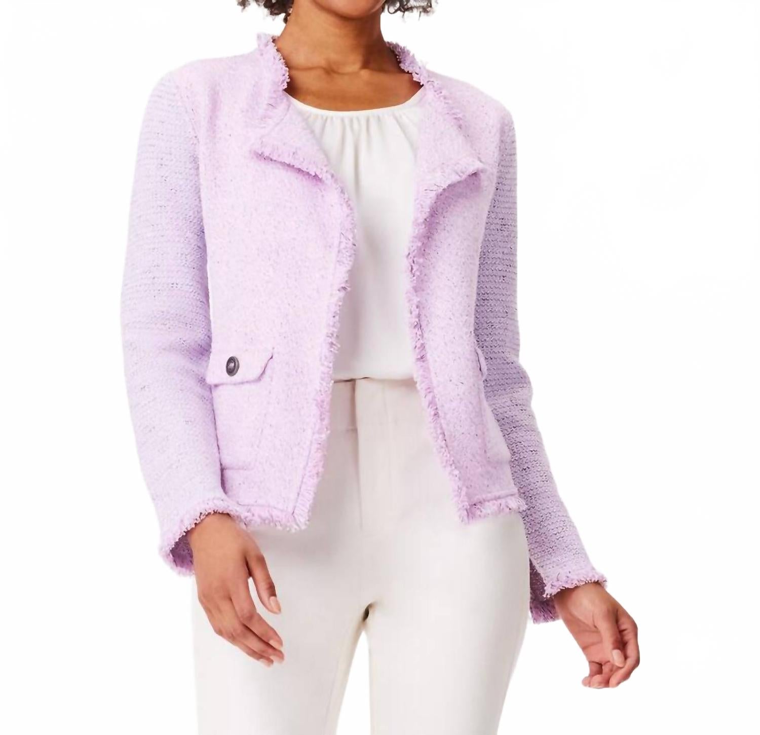 

Женская вязаная куртка с бахромой и карманами в тюльпанах Nic + Zoe, Tulip