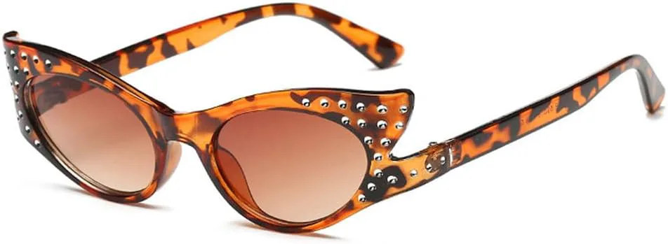 

Модные солнцезащитные очки «кошачий глаз» с бриллиантами и стразами, женские, винтажные, в маленькой оправе, с защитой от ультрафиолета UV400 TKKTLLT, Leopard-brown