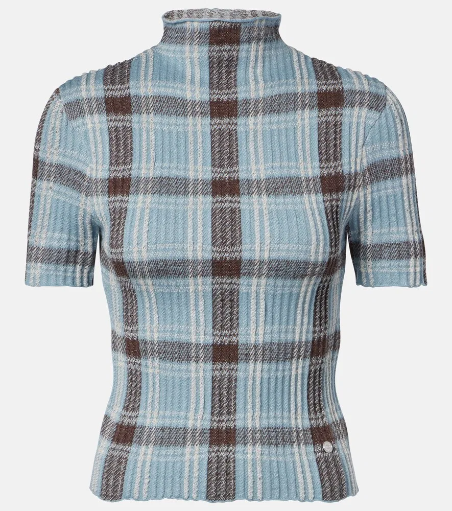 Рубашка из шерстяной смеси в клетку Kosa Acne Studios, синий