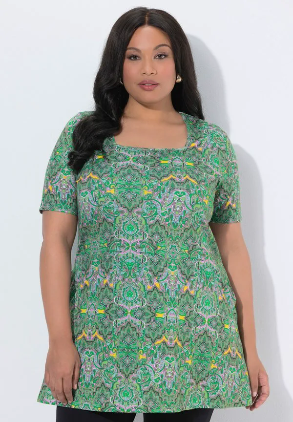 

Футболка с принтом carréausschnitt halbarm Ulla Popken, Apple Green, Зеленый, Футболка с принтом carréausschnitt halbarm Ulla Popken, Apple Green