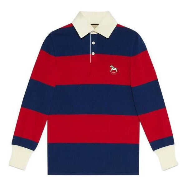 

Рубашка поло striped wool polo 'blue red' Gucci, синий