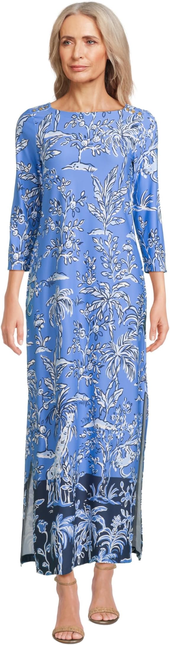 

Платье Lilly Pulitzer UPF 50 Chillylilly Seralina Maxi Dress, Sunwashed Blue Tall Tales Engineered Chillylilly