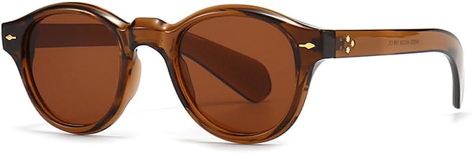 

Винтажные круглые солнцезащитные очки LVTFCO для женщин, модные панк-очки, защита от УФ-излучения UV400, модные солнцезащитные очки для мужчин с заклепками, Brown Brown