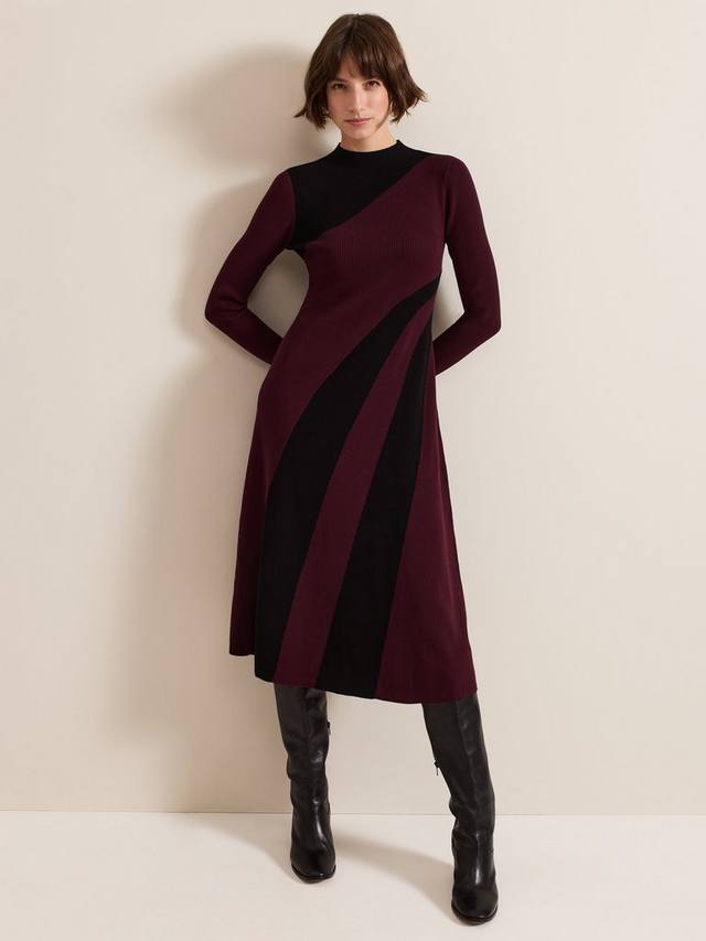 

Платье миди в рубчик от julie Phase Eight, цвет Burgundy/Black