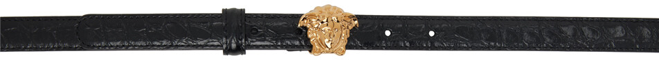 

Черный ремень La Medusa с эффектом крокодила Versace