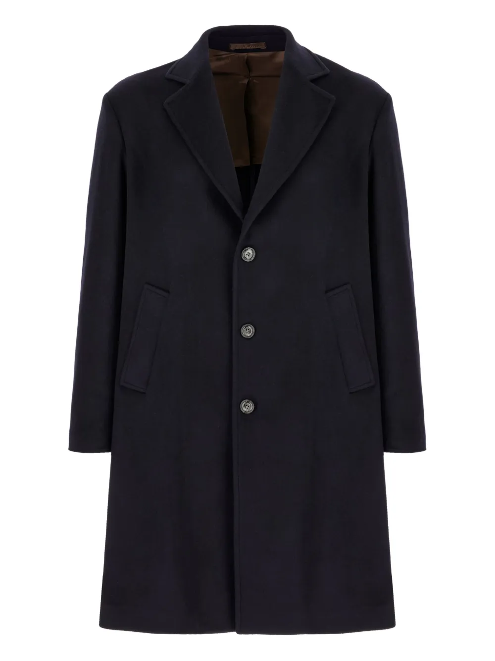 

Шерстяное однобортное пальто с застежкой на пуговицы Barba, синий