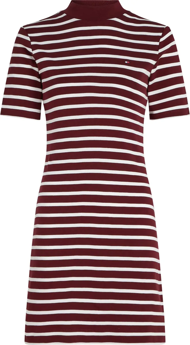 

Платье-рубашка Tommy Hilfiger "SLIM CODY MOCK-NK DRESS", с воротником-стойкой, цвет Breton Stp Deep Rouge/ Ecru