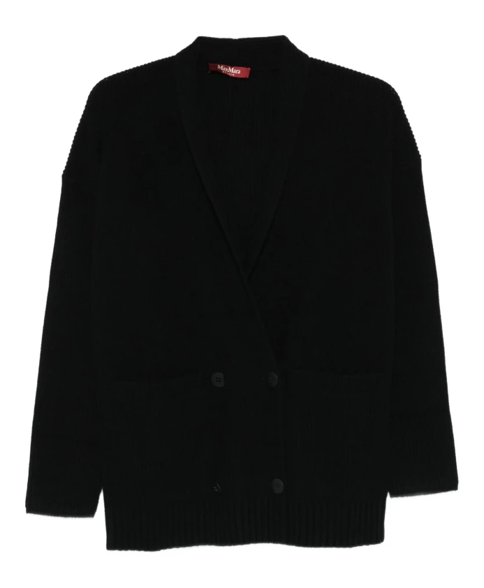 

Черный кардиган из шерсти и кашемира с V-образным вырезом. Max Mara Studio, черный