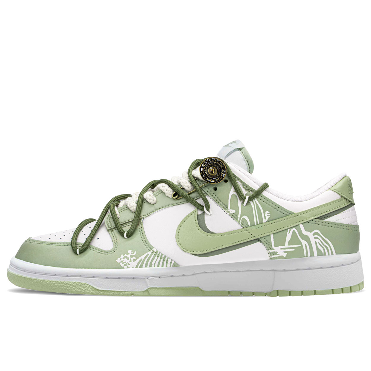 

Кроссовки Nike Dunk Skateboarding Shoes Men Low-top Beige/green, зеленый