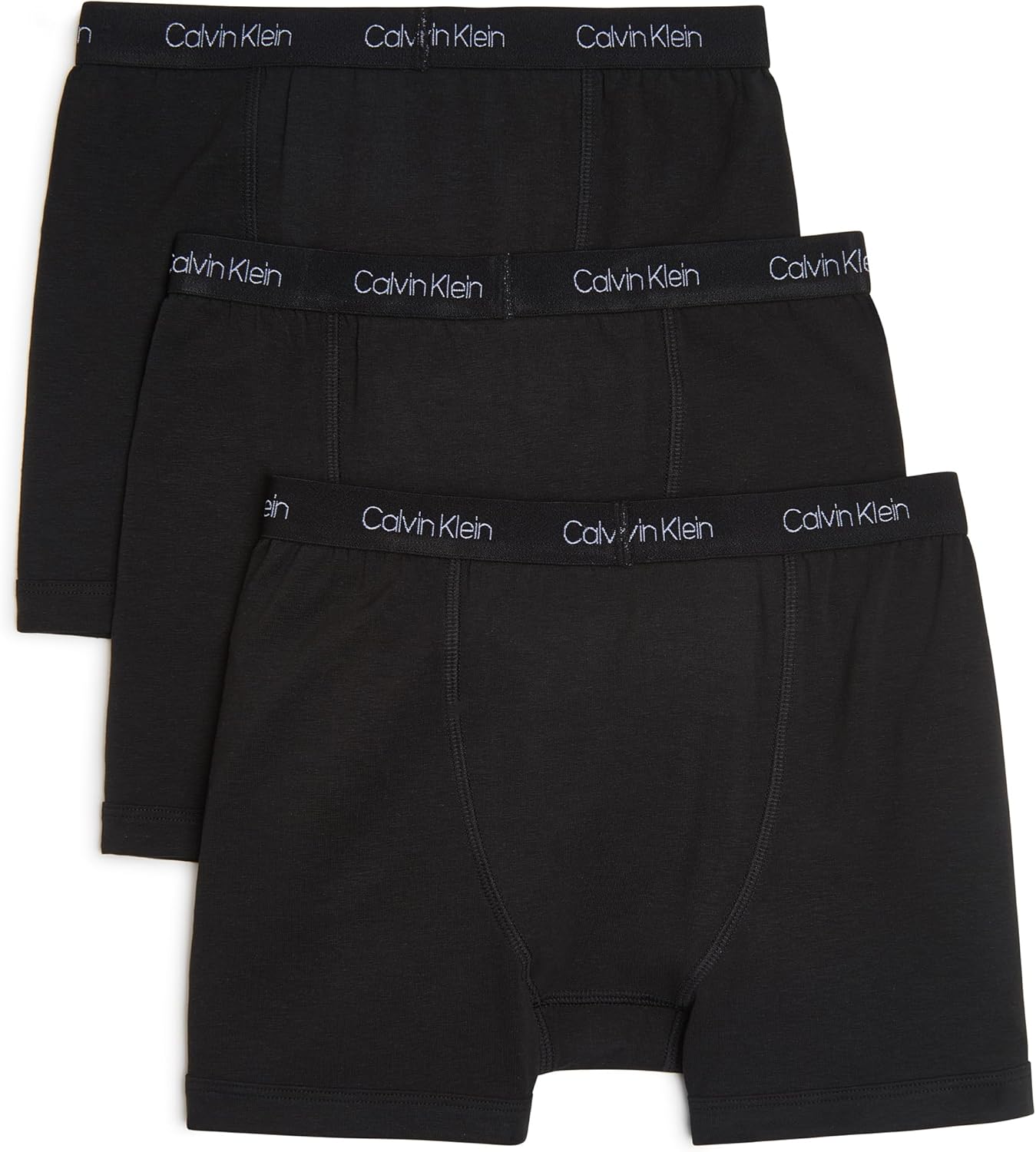 Комплект из 3 трусов-боксеров Calvin Klein для мальчиков. Современные хлопковые трусы-боксеры Calvin Klein для мальчиков., Black/Black — фото 4