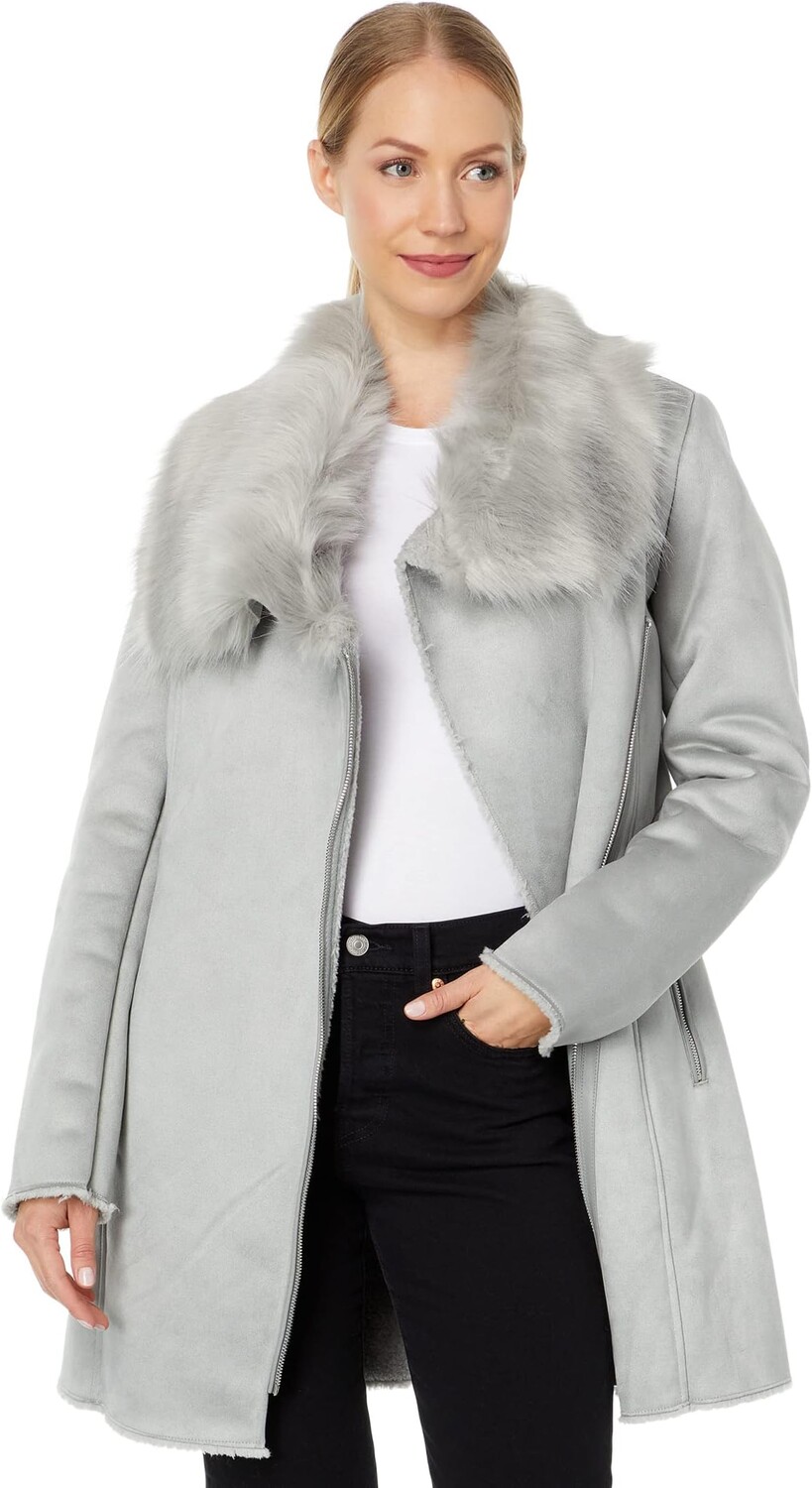 

Пальто Calvin Klein Asymmetrical Faux Shearling, серый