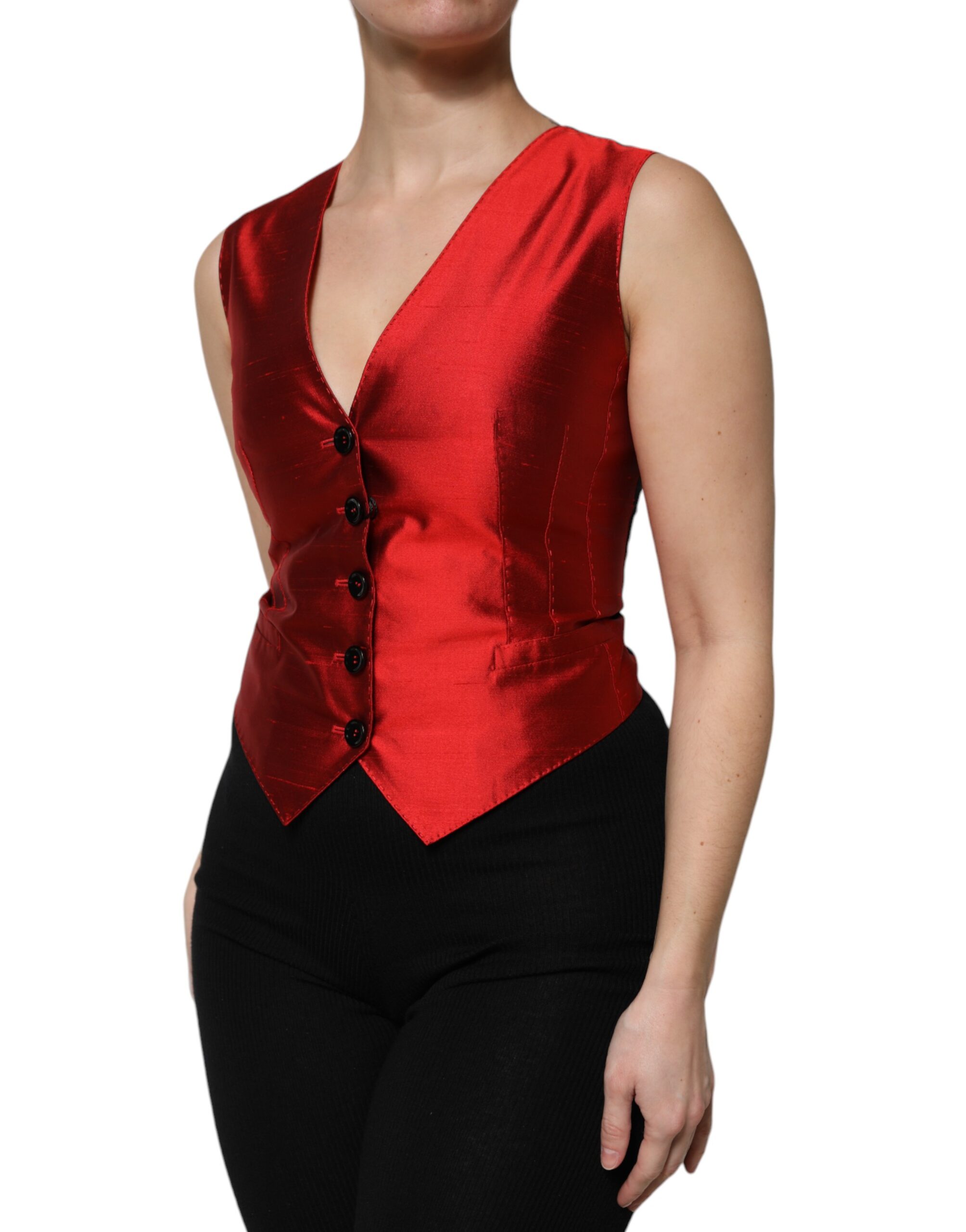 Красно-черный жилет без рукавов на пуговицах Dolce & Gabbana, Black and Red — фото 2