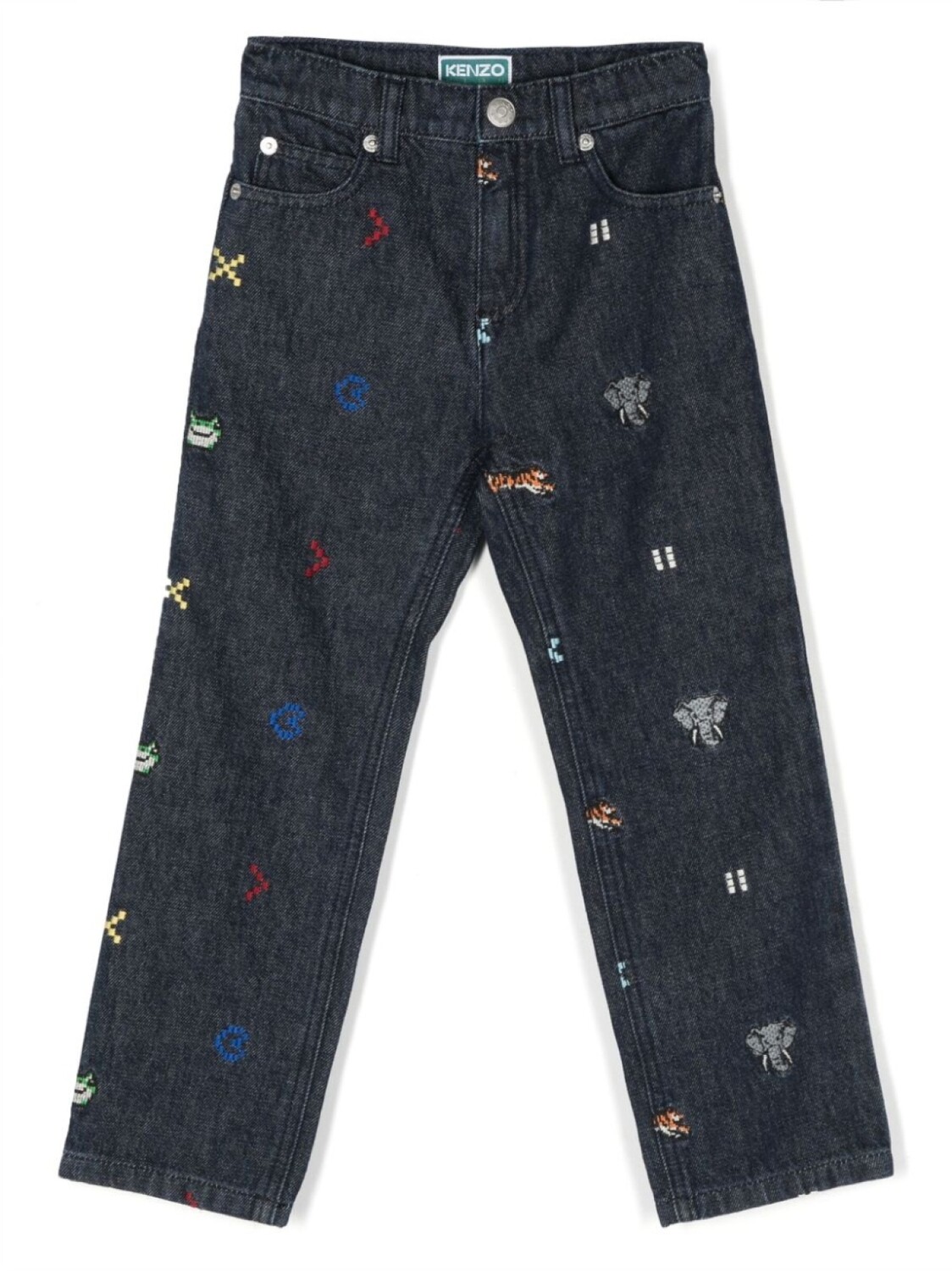 

Kenzo Kids прямые джинсы с вышивкой, синий