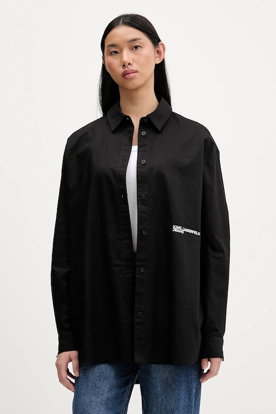 

Хлопковая рубашка Karl Lagerfeld Jeans, черный