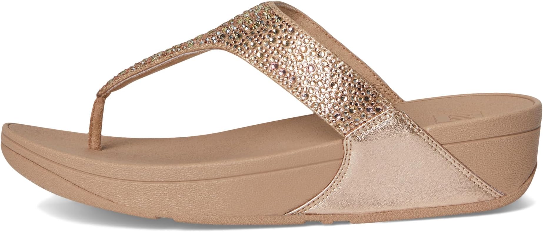 Сандалии FitFlop Lulu Crystal-Mix Toe-Post Sandals, цвет Metallic Classic Beige — фото 4
