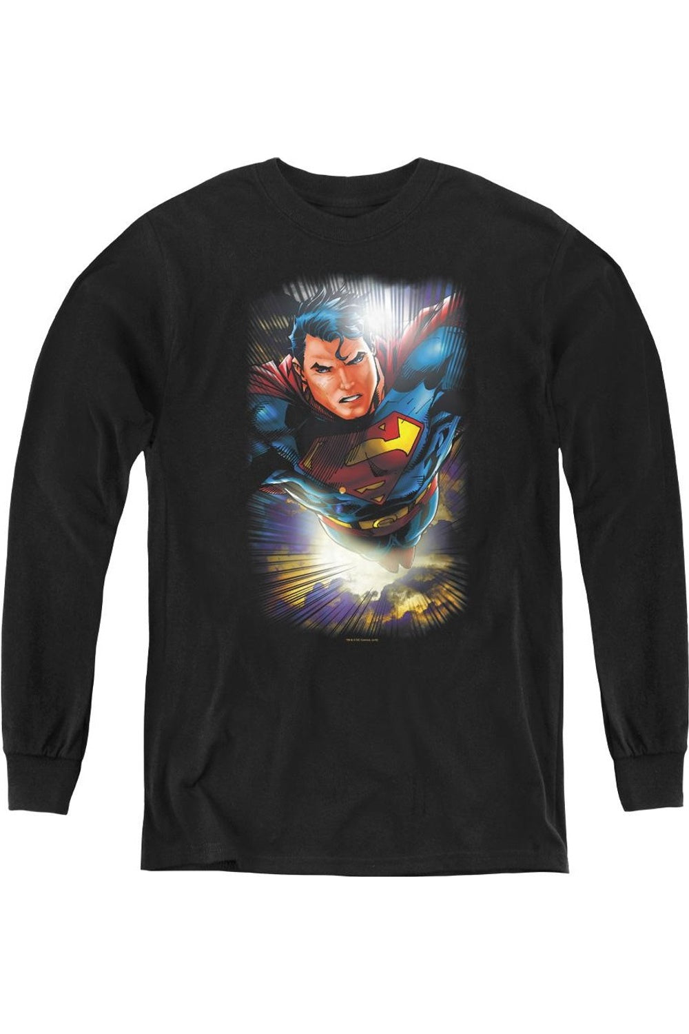 

Футболка с длинным рукавом для детей "Супермен в небе" Gildan, черный