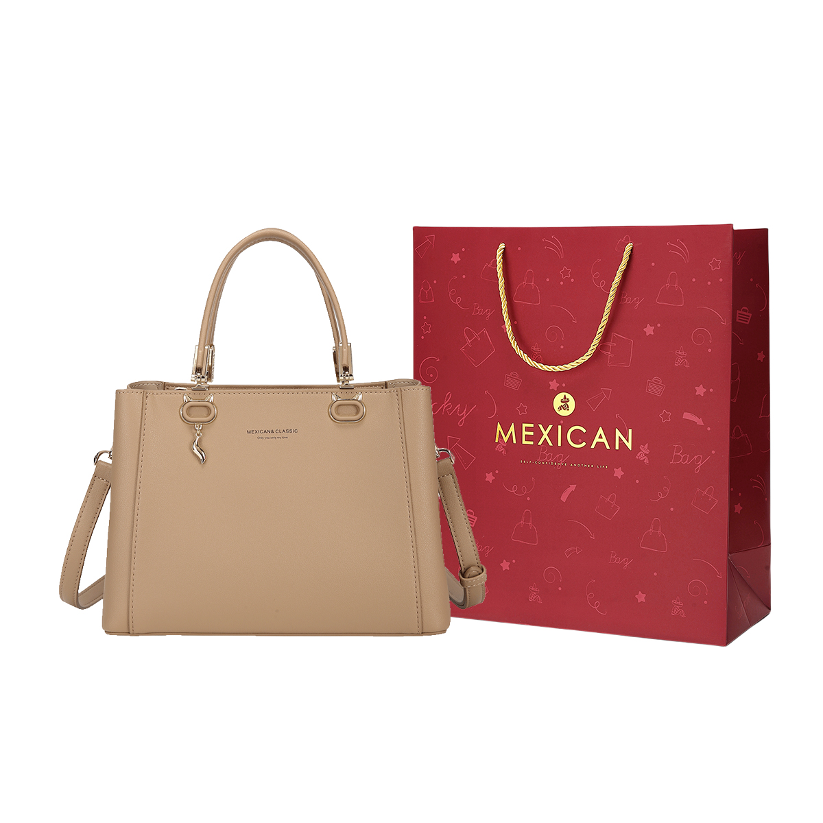 

MEXICAN Полиуретановая поясная сумка через плечо, Apricot Camel