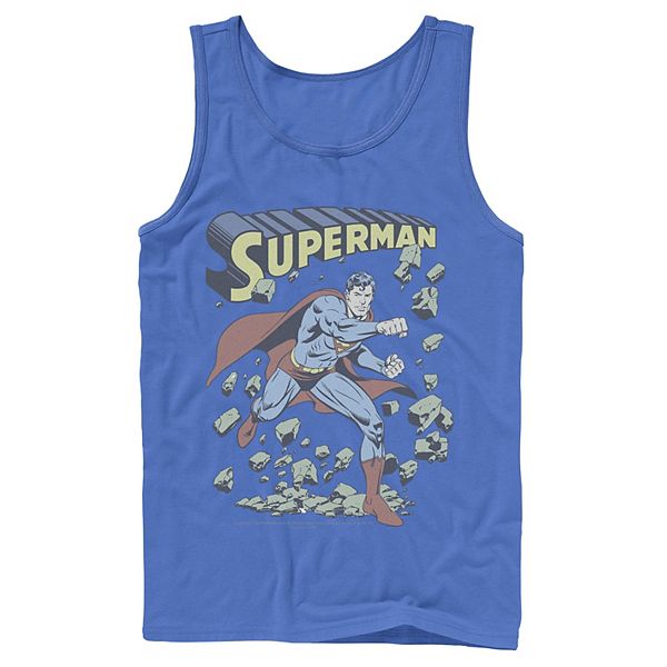 

Мужская футболка-майка с принтом Superman с камнями в винтажном стиле Licensed Character, Royal