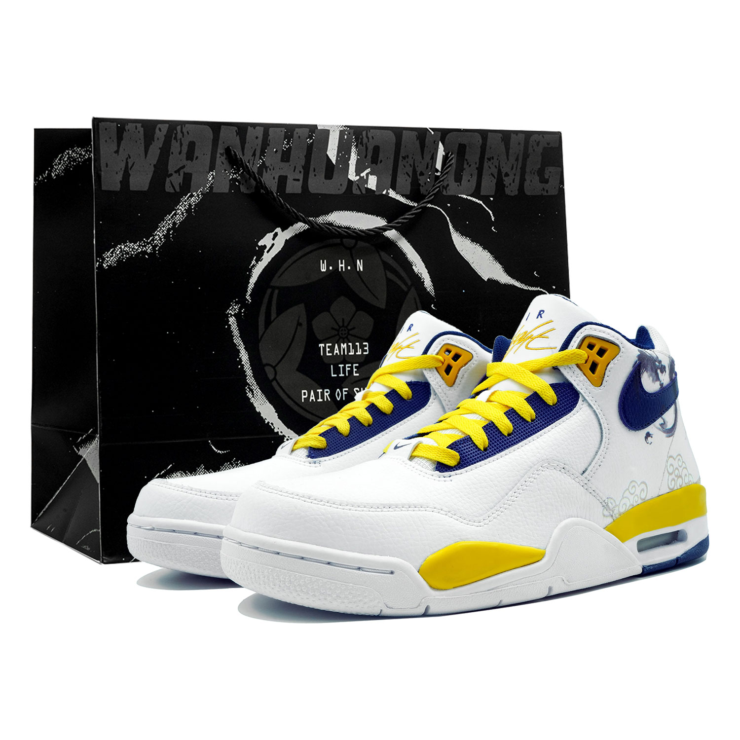 

Nike Баскетбольные кроссовки Flight Legacy Vintage, мужские, средней высоты, сине-желтого цвета