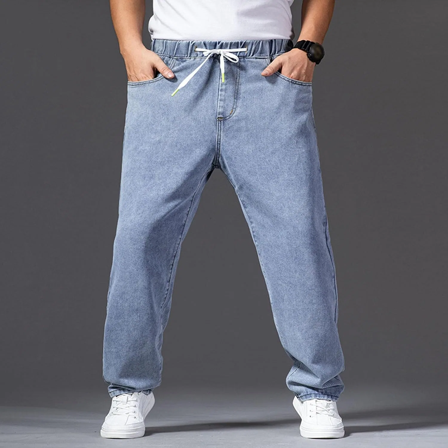 Джинсы свободные, Men's Plus Size Baggy Jeans, Blue 2 — фото 2