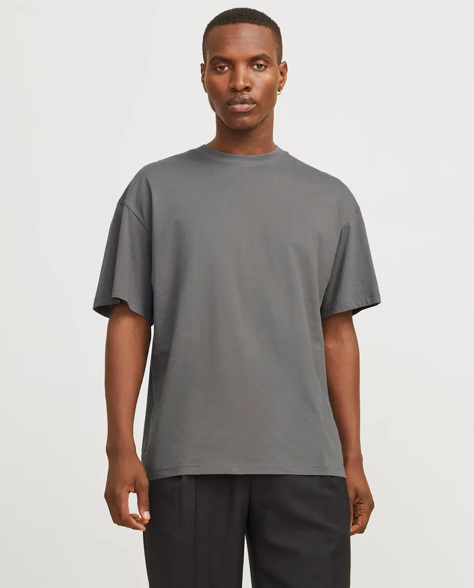 

Мужская однотонная футболка с короткими рукавами и круглым вырезом Jack & Jones, серый