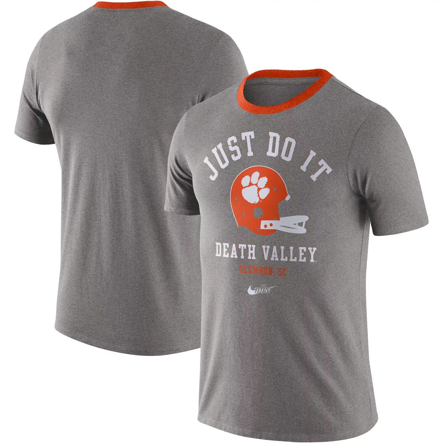 

Мужская серая футболка с принтом Clemson Tigers Vault Helmet Tri-Blend Nike, Серый, Мужская серая футболка с принтом Clemson Tigers Vault Helmet Tri-Blend Nike