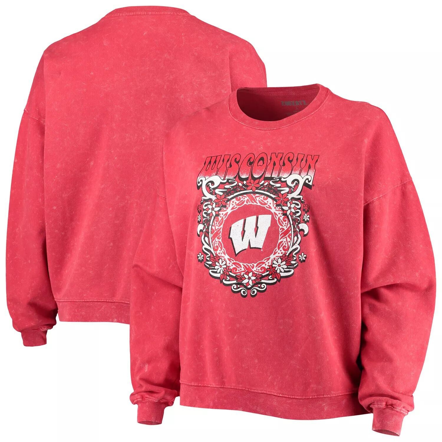 

Женский винтажный пуловер большого размера ZooZatz Red Wisconsin Badgers Garment Wash
