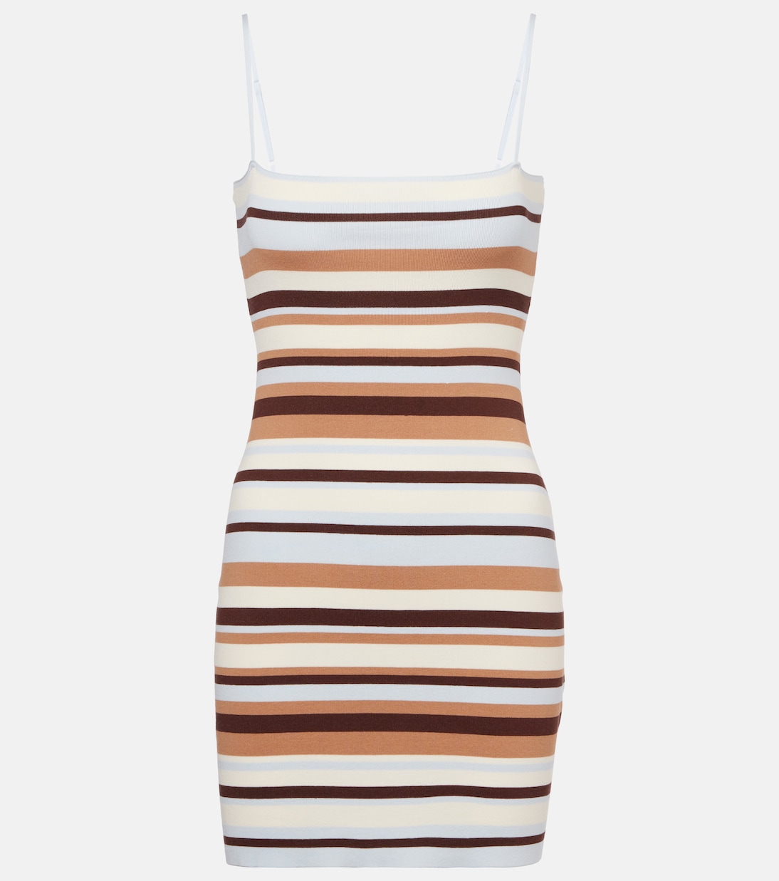 

Мини-платье Citara из хлопковой ткани с вязкой Faithfull, Cacao Stripe