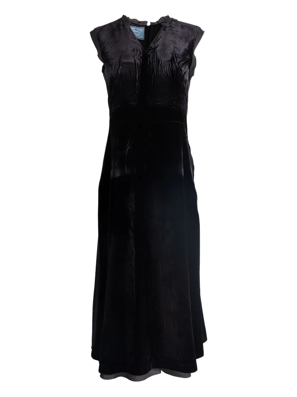 

Бархатное платье с бантом Prada, черный