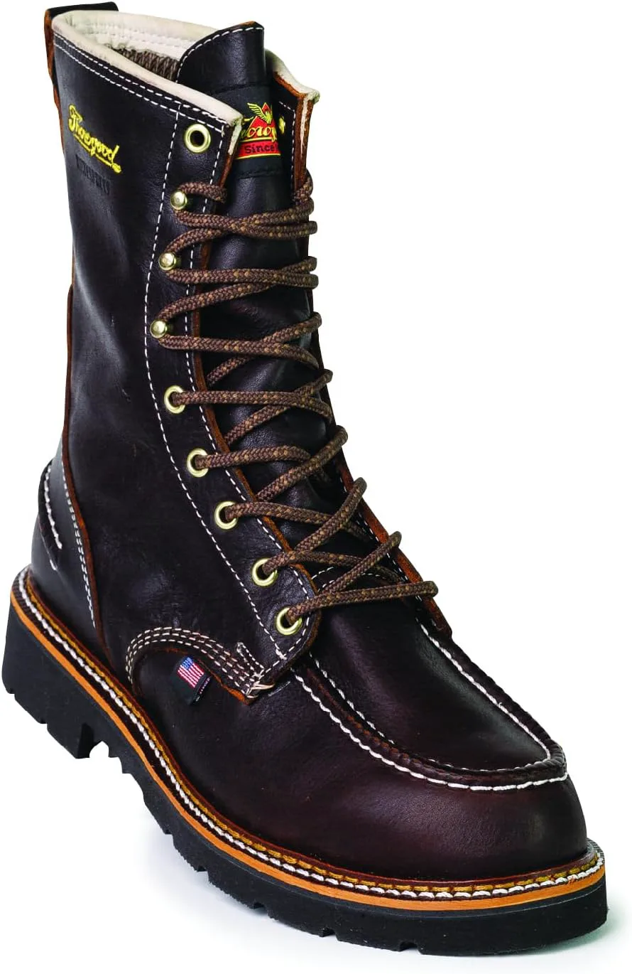 

Мужские охотничьи ботинки Thorogood 1957 Flyway, 8”, водонепроницаемые, с Мок-Тоу - из кожи верхнего слоя с противоскользящей подошвой на каблуке и амортизирующей стелькой