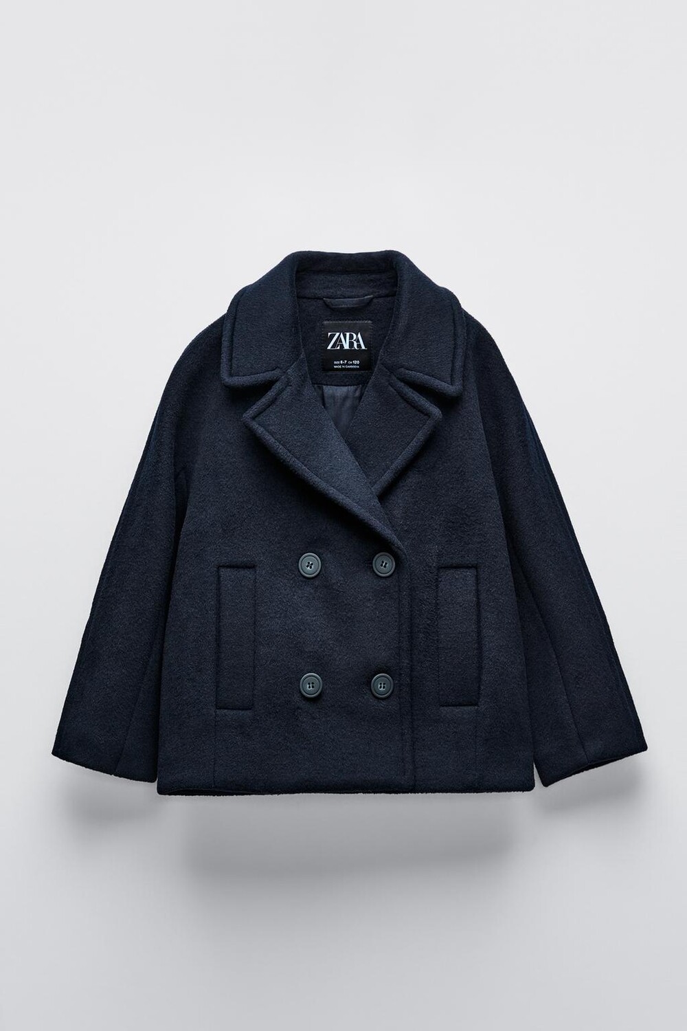 

Короткое пальто на пуговицах ZARA, темно-синий