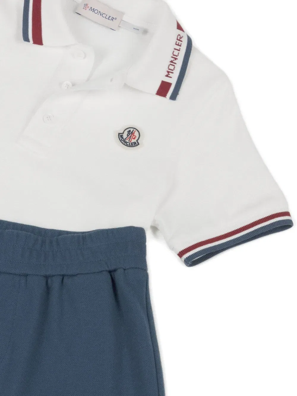 Комплект из поло и шорт в полоску Moncler Enfant, нейтральный — фото 3