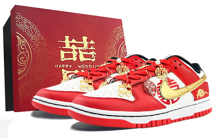 

Кроссовки Nike Dunk Skateboard Shoes Men Low-Top Red/Gold