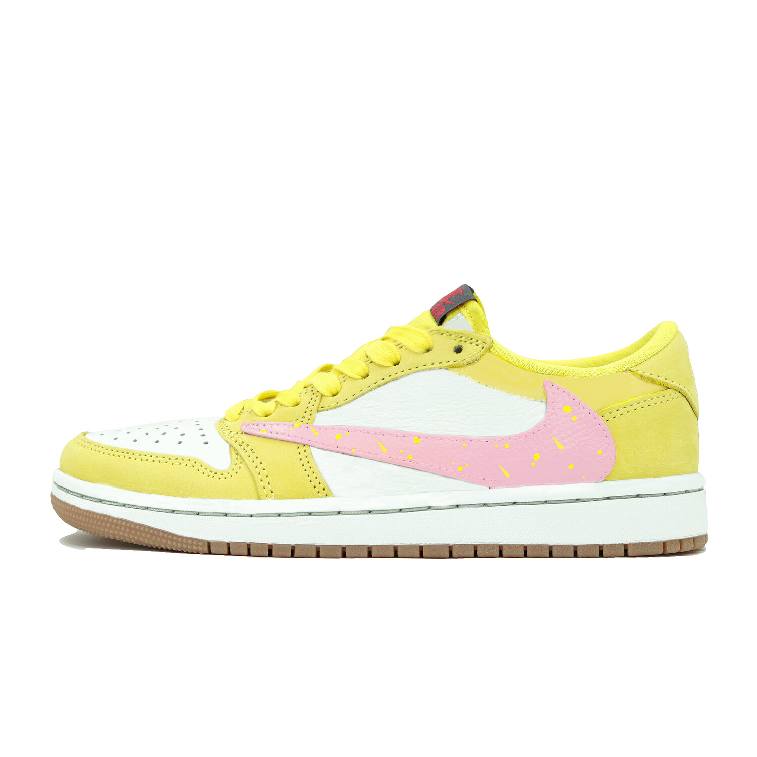 Кроссовки Travis Scott Air Jordan 1 Vintage Basketball Shoes Women's Low-top, желтый/розовый — фото 2