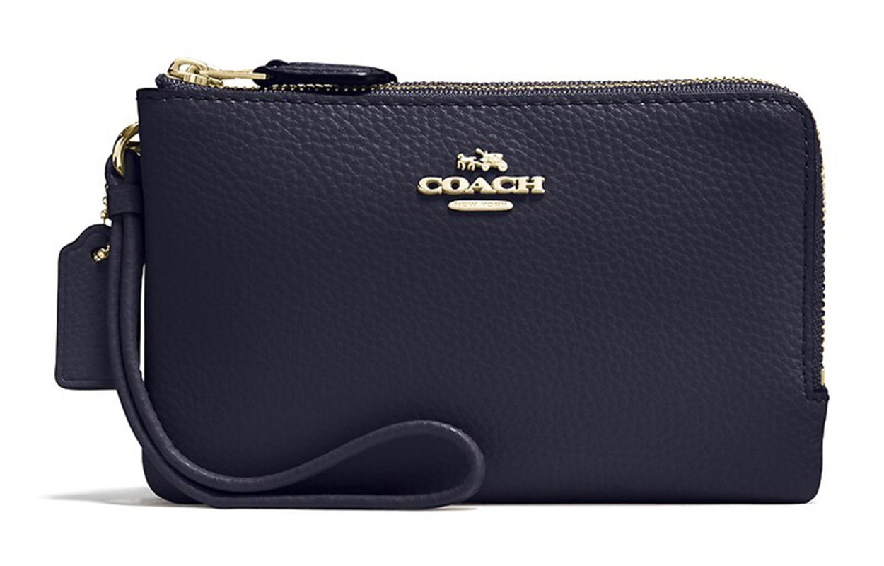 

COACH Кожаный клатч с угловой молнией женский полуночно-синий