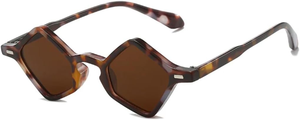 

Популярные модные солнцезащитные очки в форме маленького многоугольника и квадрата для женщин, с прозрачными линзами цвета океана, с защитой от УФ-излучения UV400, для мужчин, с заклепками UATXTAU, Pattern Tea