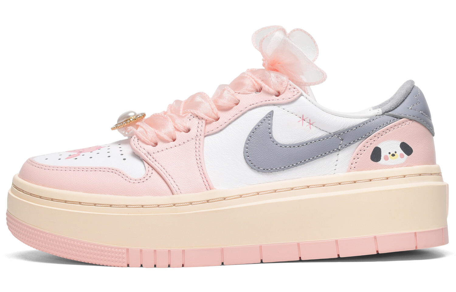 

Jordan Air Jordan 1 винтажные баскетбольные кроссовки женские, Pink-white-gray