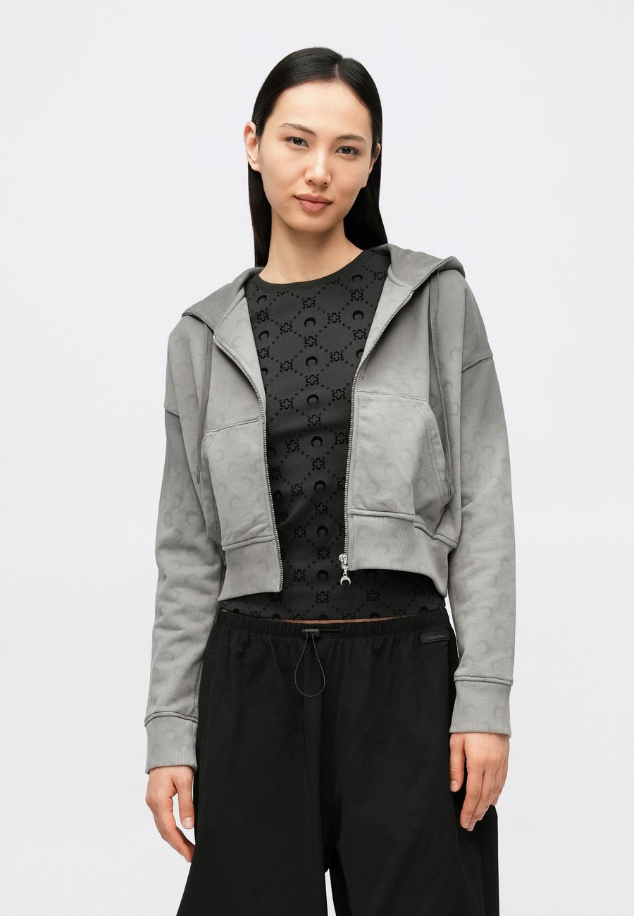 

Толстовка MARINE SERRE FADED MOON CROPPED ZIPPED HOODIE, Dark Grey/Light Grey
