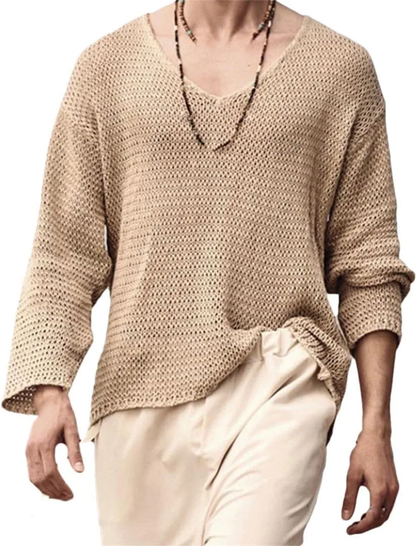 

Мужской вязаный свитер V-образным вырезом Vsadsau