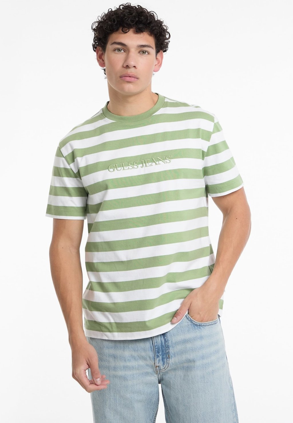 

Футболка с принтом STRIPED TEE Guess Jeans, зеленый