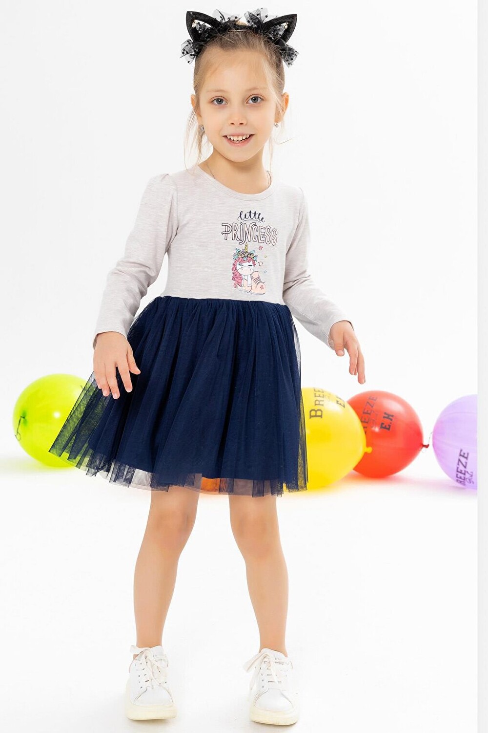 

Платье для маленьких девочек с принтом единорога бежевый меланж (1,5–2 года) Breeze