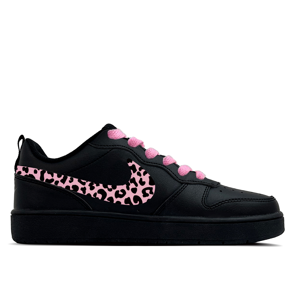 Nike Court Borough Peach Pink Leopard Print кожаные противоскользящие износостойкие низкие детские скейтбординг кроссовки — фото 3