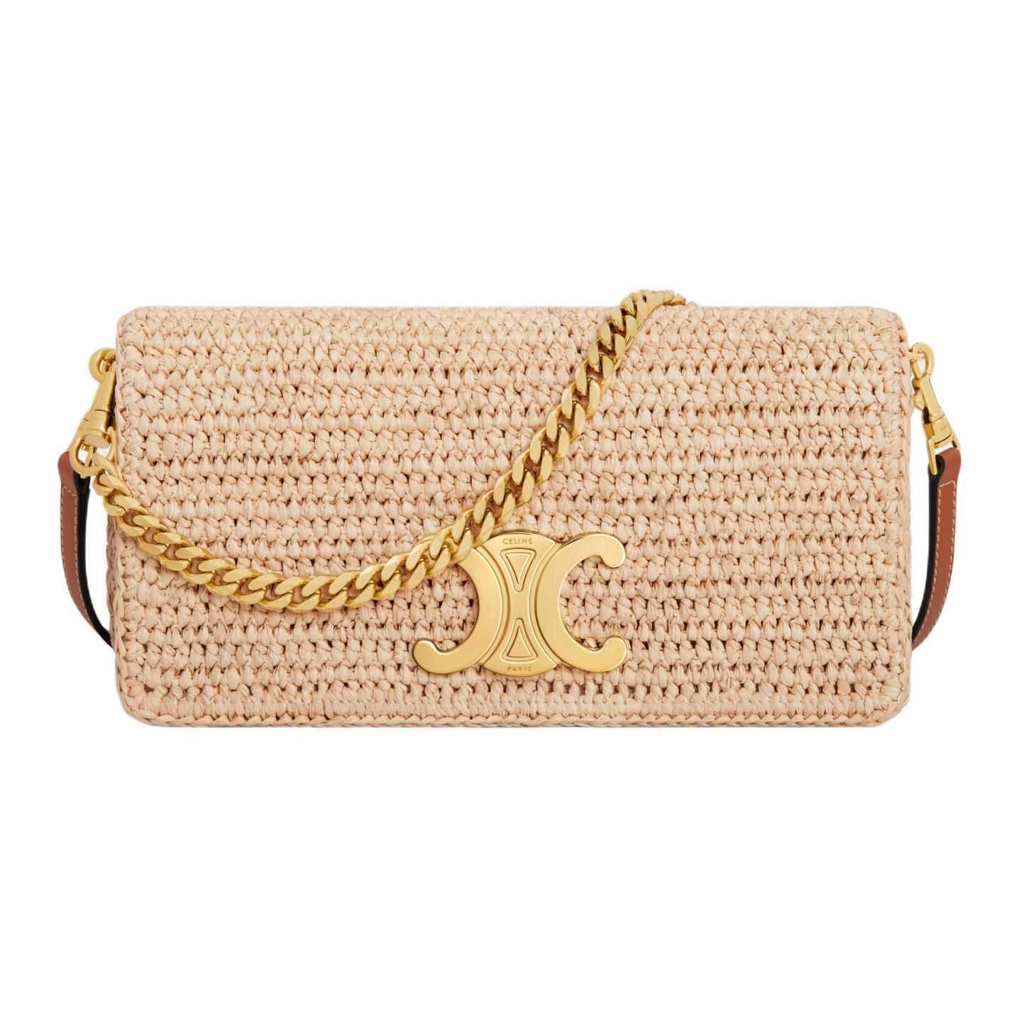 

CELINE Плетеная соломенная сумка через плечо женская натуральный/бежевый